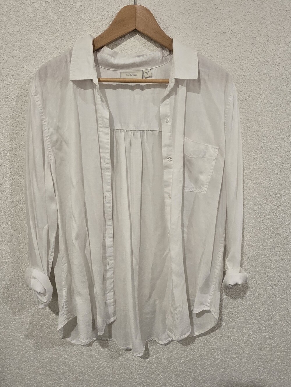 Ecothreads White Button-Down Blouse